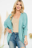 Perfect Peach - YMC30006V-SOLID DOLMAN SLEEVE OPEN CARDIGAN WITH SIDE POCKET: XL / Aloe