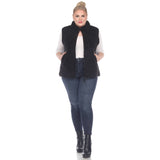 Plus Size Zip up sherpa vest: 3X / Sheep Grey