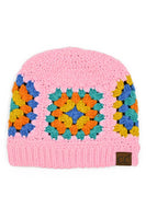 C.C Multi Color Crochet Beanie: Beige