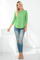 Perfect Peach - YMT20073V-3/4 SLEEVE ROUND HEM SOLID TOP: S / Banana