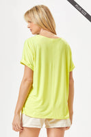 Dear Scarlett - PLUS SIZE Easy Basic Wrinkle Free Top With V Neckline: Neon Yellow / 3X