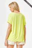 Dear Scarlett - PLUS SIZE Easy Basic Wrinkle Free Top With V Neckline: Neon Yellow / 2X