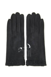 Suede Dog Embroidery with Boucle Gloves: Gray