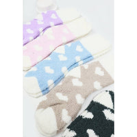 Love and Repeat - Heart Print Plush Socks: MIX COLOR / ONE