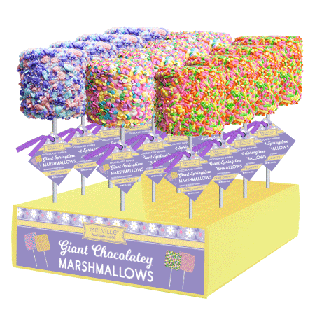 Melville Candy Company - Giant Marshmallow Pops - Spring Assorted: 12 pack with display