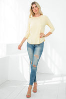 Perfect Peach - YMT20073V-3/4 SLEEVE ROUND HEM SOLID TOP: XL / Mauve Dusty