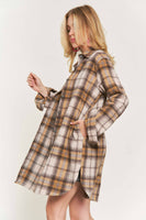 ADORA LA - CEJ2587AX - PLUS SIZE BUTTON DOWN PLAID SHACKET: 2XL / PINK