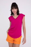 Mono B - V Tee with Curved Hem: S:M:L (2:2:2) / COOL PINK