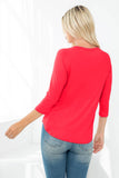 Perfect Peach - YMT20073V-3/4 SLEEVE ROUND HEM SOLID TOP: L / Banana