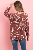 Perfect Peach - PPT2093-KANGAROO POCKET TIE DYE LONG SLEEVE TOP: L / TEAL