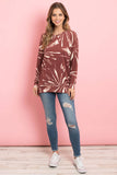 Perfect Peach - PPT2093-KANGAROO POCKET TIE DYE LONG SLEEVE TOP: XL / BLACK