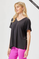 Dear Scarlett - PLUS SIZE Easy Basic Wrinkle Free Top With V Neckline: Neon Yellow / 3X