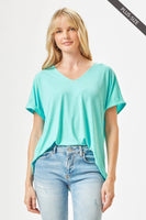 Dear Scarlett - PLUS SIZE Easy Basic Wrinkle Free Top With V Neckline: Neon Yellow / 3X