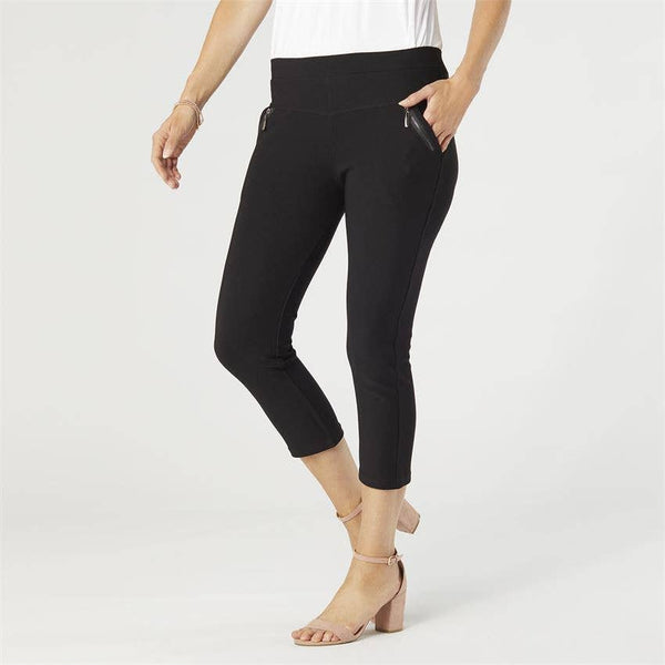 COCO + CARMEN - Jasmine Capri Zip Pocket Legging: L/XL / Black