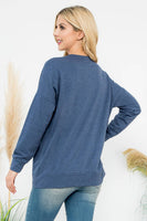 Perfect Peach - YMT20011V-LONG SLEEVE FRENCH TERRY TOP WITH KANGAROO POCKET: L / Marsala