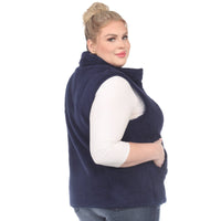 Plus Size Zip up sherpa vest: 3X / Sheep Grey