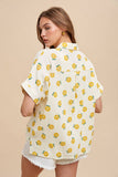 anniewear - SUNFLOWER PRINTED COTTON GAUZE BUTTON DOWN SHIRT_AT1809: L / Gold