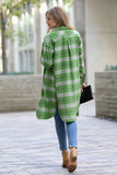 42POPS - .Wool blended Plaid long shacket: GRN-green/grey-156381 / S