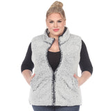 Plus Size Zip up sherpa vest: 1X / Black