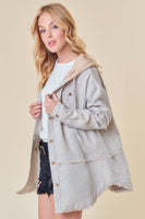 Doe and Rae - FRAYDED DROP SHOULDER JACKET WITH HOOD - 10521J: L / SAND