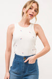 AND THE WHY - ATW15559 - Ice-cream Embroidered Tank Top: S / White