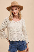 anniewear - SCALLOP EDGE CROCHET SWEATER TOP_ASW1719: LXL / NATURAL