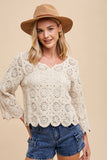 anniewear - SCALLOP EDGE CROCHET SWEATER TOP_ASW1719: SM / NATURAL