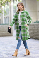 42POPS - .Wool blended Plaid long shacket: GRN-green/grey-156381 / L