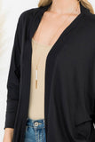 Perfect Peach - YMC30006V-SOLID DOLMAN SLEEVE OPEN CARDIGAN WITH SIDE POCKET: XL / Aloe