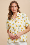 anniewear - SUNFLOWER PRINTED COTTON GAUZE BUTTON DOWN SHIRT_AT1809: S / Gold