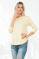 Perfect Peach - YMT20073V-3/4 SLEEVE ROUND HEM SOLID TOP: XL / Banana