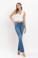 VERVET by FLYING MONKEY - MID RISE CLEAN CUT RAW HEM ANKLE BOOTCUT JEANS T6204: WELL-ROUNDED / 25