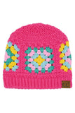 C.C Multi Color Crochet Beanie: Beige