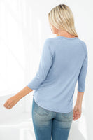 Perfect Peach - YMT20073V-3/4 SLEEVE ROUND HEM SOLID TOP: L / Banana