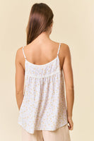 Doe and Rae - DITSY FLORAL LACE TRIMMED CAMI TOP - 44263T: SEAFOAM / M