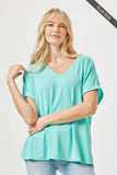 Dear Scarlett - PLUS SIZE Easy Basic Wrinkle Free Top With V Neckline: Neon Yellow / 2X