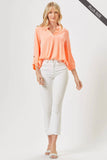 Dear Scarlett - PLUS SIZE Lizzy 3/4 Wrinkle Free Top: 2X / Neon Orange