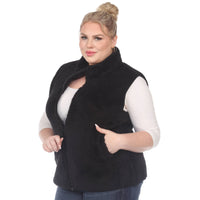 Plus Size Zip up sherpa vest: 1X / Camel