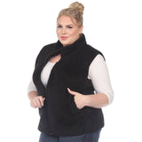 Plus Size Zip up sherpa vest: 2X / Sheep Grey