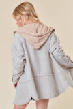 Doe and Rae - FRAYDED DROP SHOULDER JACKET WITH HOOD - 10521J: S / SAND