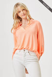 Dear Scarlett - PLUS SIZE Lizzy 3/4 Wrinkle Free Top: XL / Neon Orange