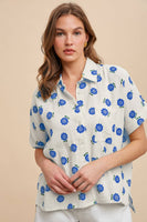 anniewear - SUNFLOWER PRINTED COTTON GAUZE BUTTON DOWN SHIRT_AT1809: XL / Gold