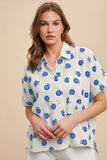 anniewear - SUNFLOWER PRINTED COTTON GAUZE BUTTON DOWN SHIRT_AT1809: L / Gold