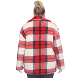 Plus Size Plaid Shacket: 2X / Coffee/White