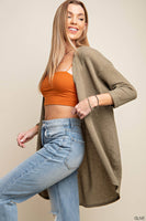 Kori - Western inspired open front cardigan: L / BRICK