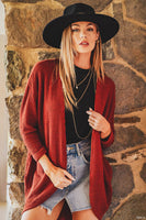 Kori - Western inspired open front cardigan: L / BRICK