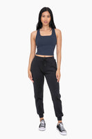 Mono B - Cuffed Joggers with Zippered Pockets: S:M:L (2:2:2) / BLACK OLIVE