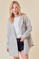 Doe and Rae - FRAYDED DROP SHOULDER JACKET WITH HOOD - 10521J: L / SAND