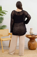 Blu Pepper - PLUS OVERSIZED SHEER CROCHET PULLOVER: NATURAL