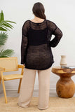 Blu Pepper - PLUS OVERSIZED SHEER CROCHET PULLOVER: NATURAL